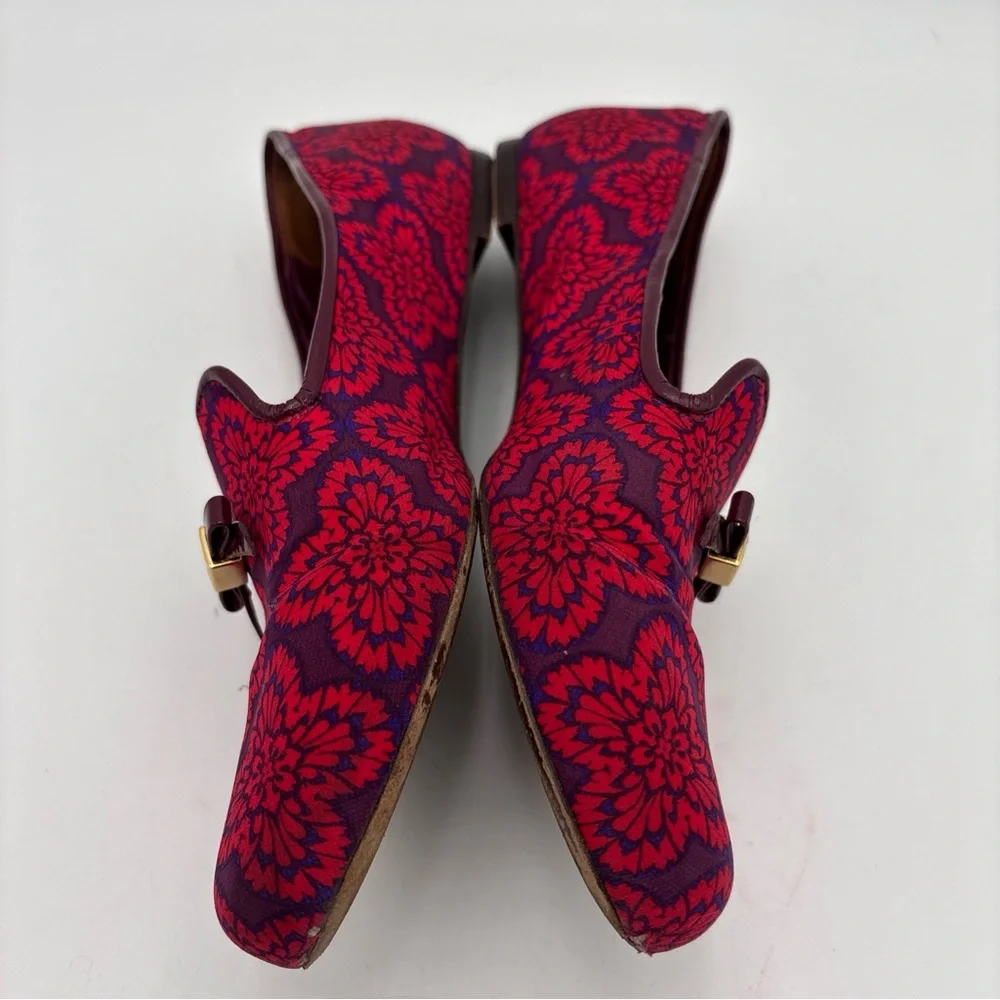 Tory Burch Red‎ and Purple Floral Loafers